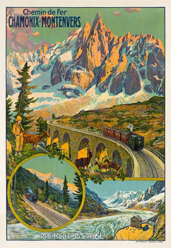Vintage French Railways Chamonix Mer De Glace Tourism Poster Print A3/A4