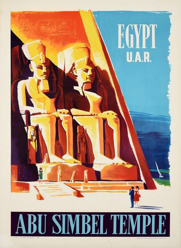 Vintage Abu Simbel Egypt Tourism Poster Print A3/A4