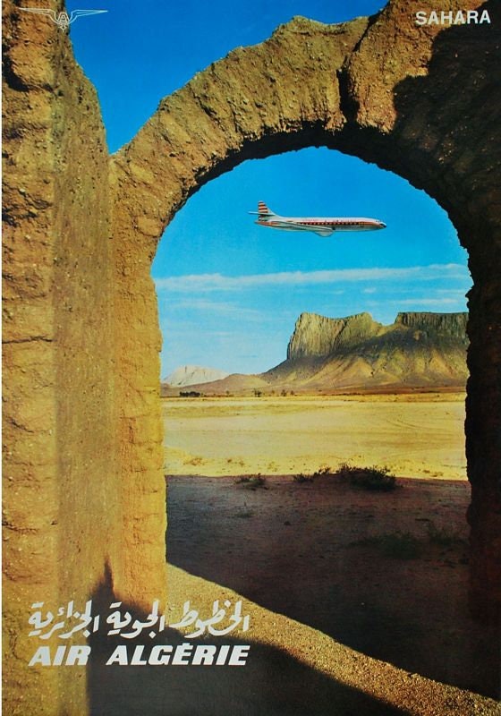 Vintage Air Algeria Sahara Airline Poster Print A3/A4