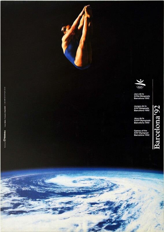 Vintage 1992 Barcelona Olympic Games Diving Poster Print A3/A4