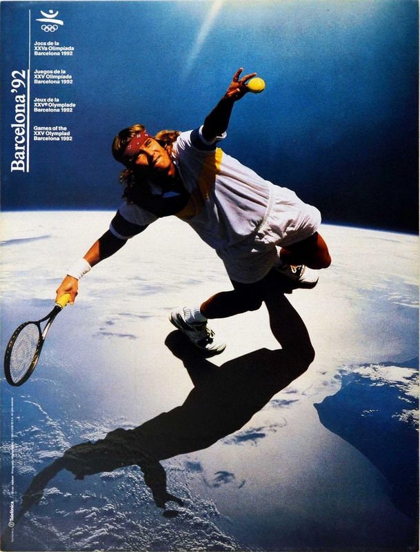 Vintage 1992 Barcelona Olympic Games Tennis Poster Print A3/A4