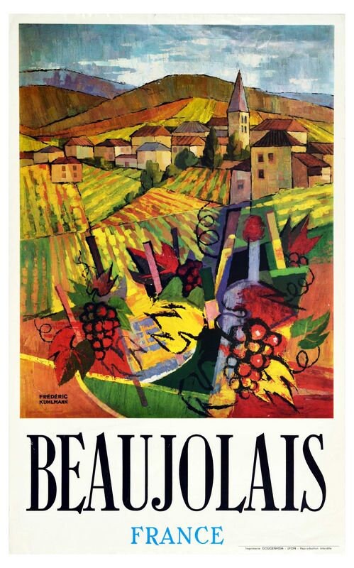 Vintage Beaujolais France Tourism Poster Print A3/A4