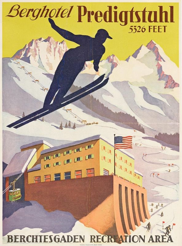 Vintage Berchtesgaden Winter Sports Tourism Poster Print A3/A4