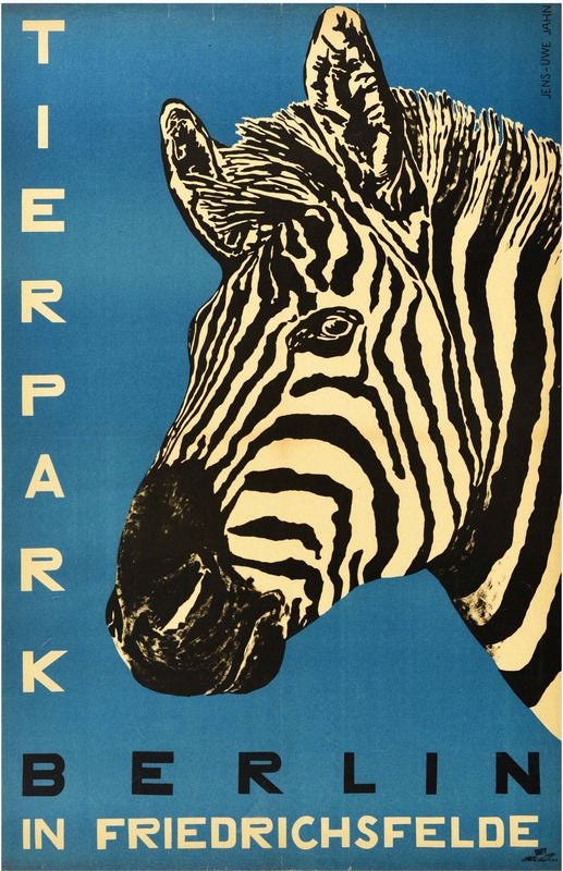 Vintage Tierpark Berlin Zoo Zebra Tourism Poster Print A3/A4