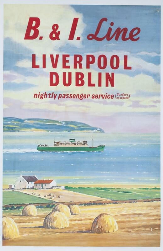 Vintage Liverpool to Dublin Ferry Poster Print A3/A4