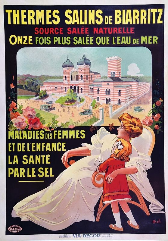 Vintage Biarritz France Thermal Springs Tourism Poster Print A3/A4