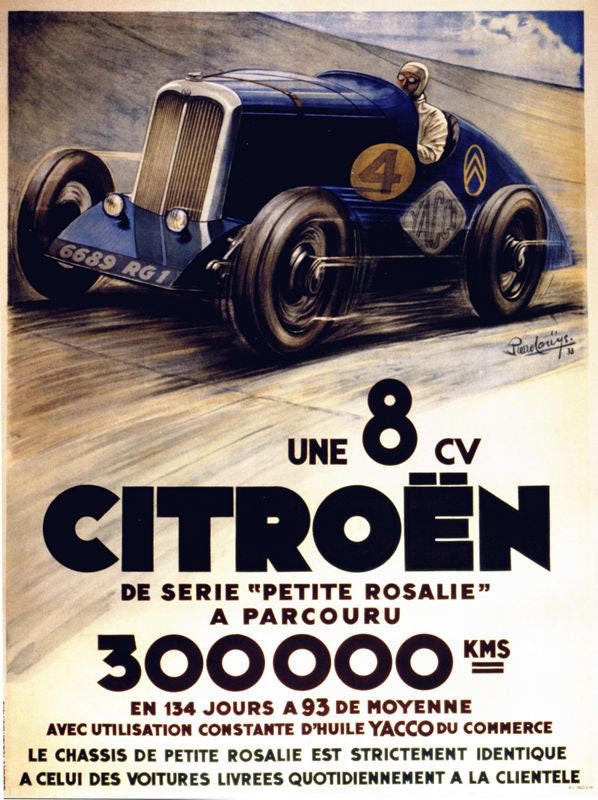 Vintage Citroen French Motor Racing Poster Print A3/A4