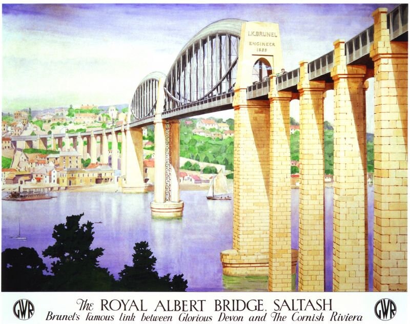 Vintage GWR Royal Albert Bridge Saltash Railway Poster Print A3/A4