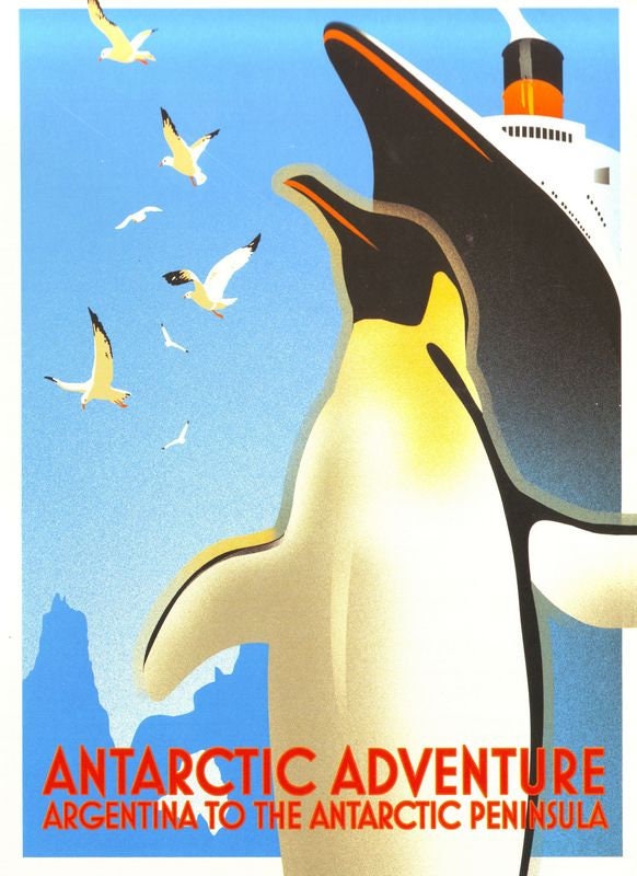 Vintage Argentina Antarctica Cruise Tourism Poster Print A3/A4