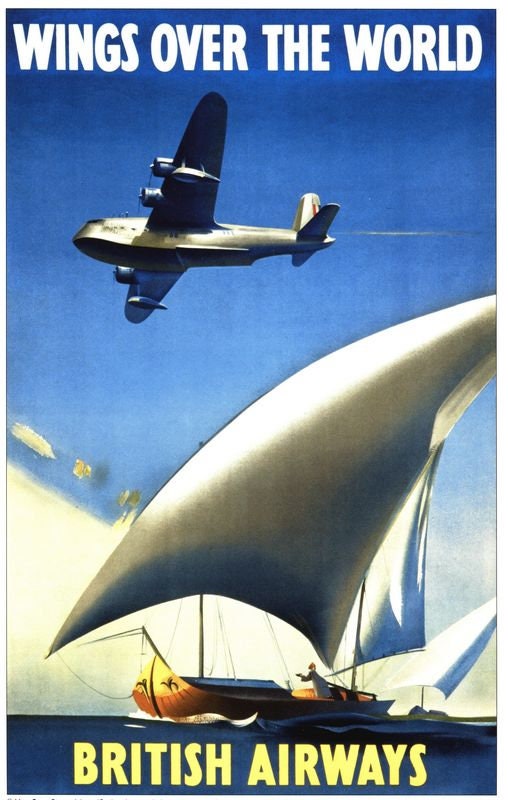 Vintage British Airways Airline Poster Print A3/A4