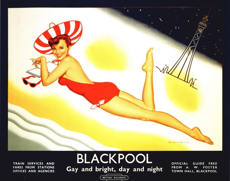 Vintage British Rail Gay and Bright Blackpool Railway Poster Print A3/A4