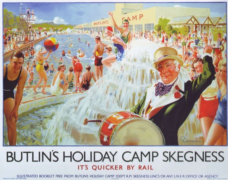 Vintage LNER Butlins Skegness Railway Poster Print A3/A4