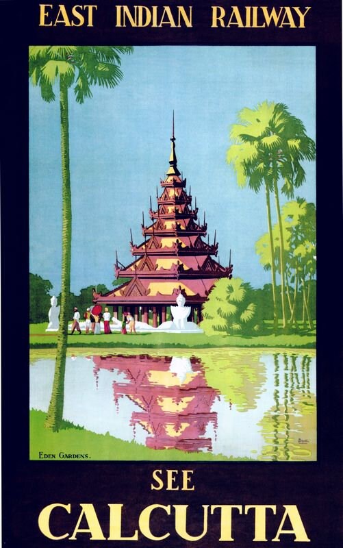 Vintage East India Railway Calcutta Tourism Poster Print A3/A4