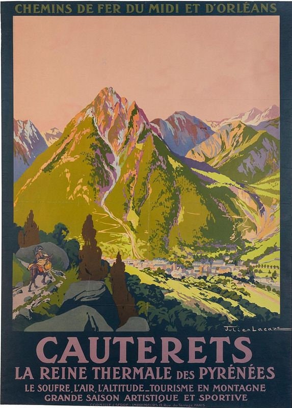 Vintage Cauterets Pyrenees French Tourism Poster Print A3/A4