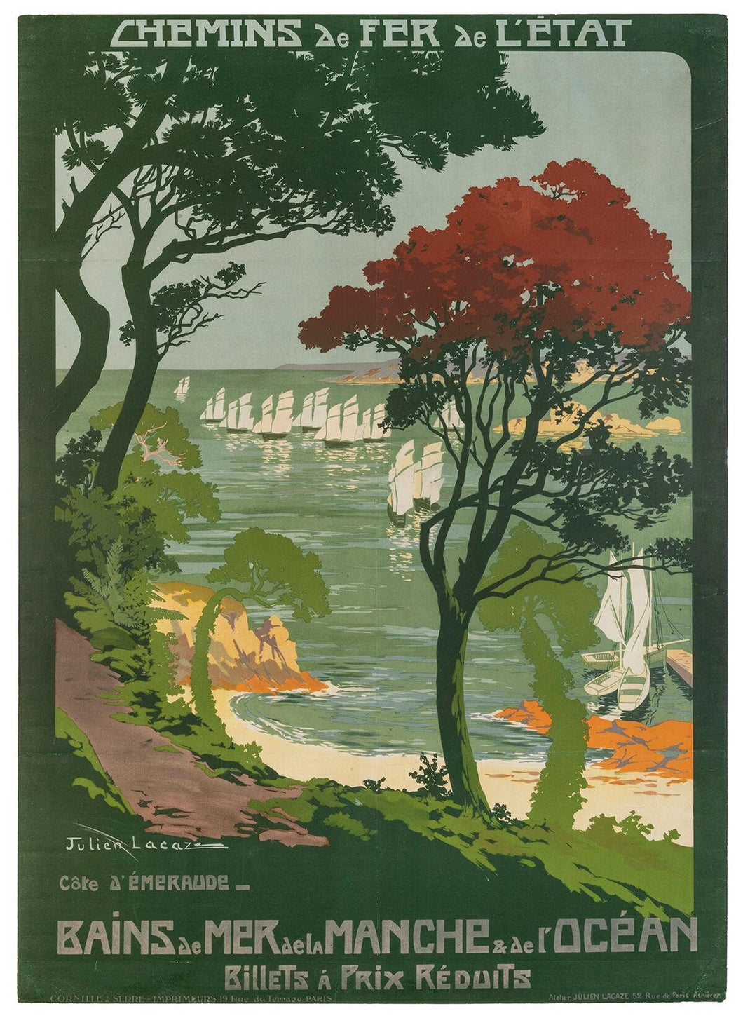 Vintage French Railways Channel Coast Tourism Poster Print A3/A4