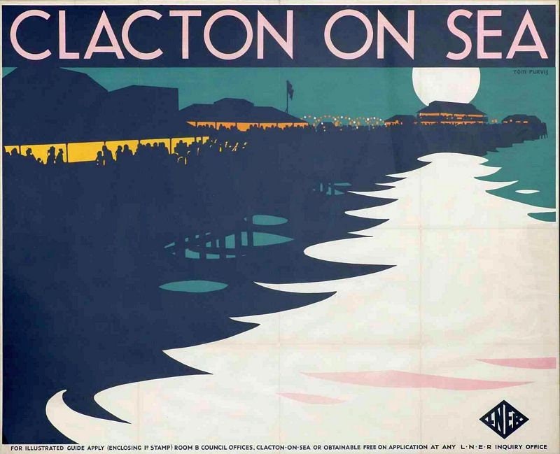Vintage LNER Clacton on Sea Railway Poster Print A3/A4
