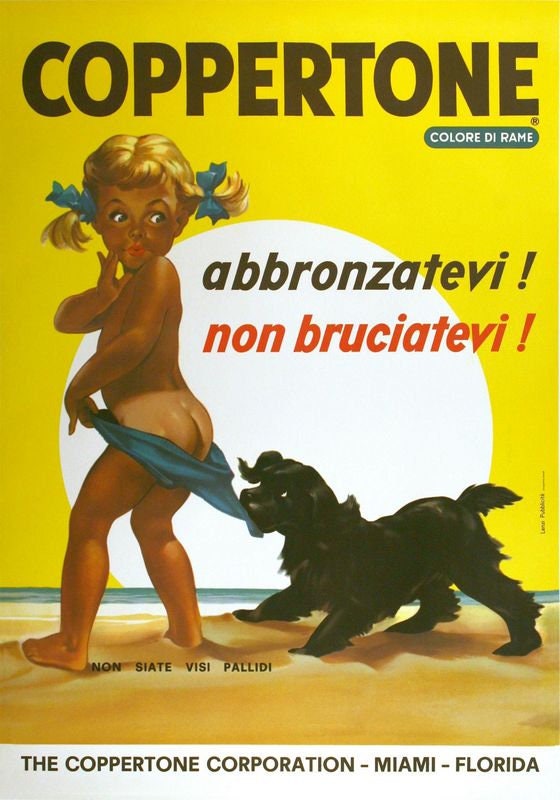 Vintage Italian Sun Tan Lotion Advertisement Poster Print A3/A4