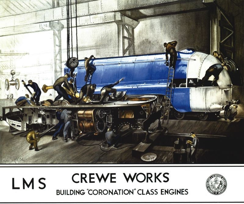 Vintage LMS Crewe Engineering Works Railway Poster Print A3/A4