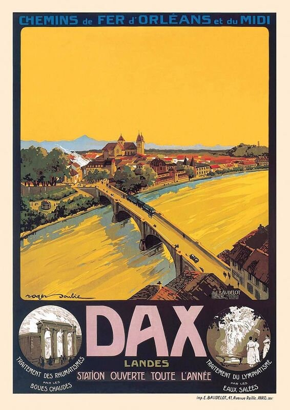 Vintage French Railways Dax Tourism Poster Print A3/A4
