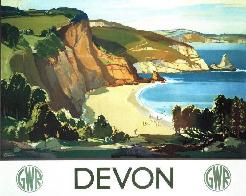 Vintage GWR Devon Coastline Railway Poster Print A3/A4
