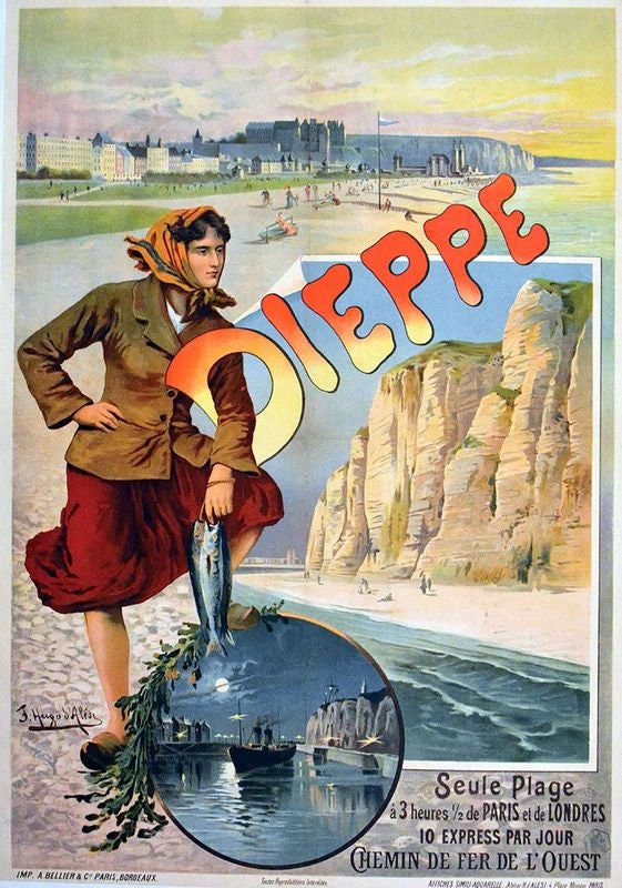 Vintage French Railways Dieppe Tourism Poster Print A3/A4