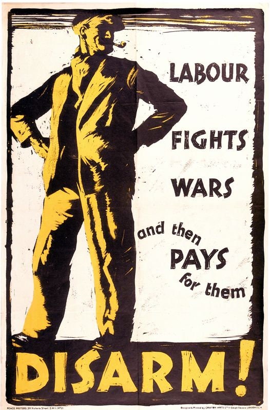Vintage Labour Party Post World War One Disarmament Poster Print A3/A4