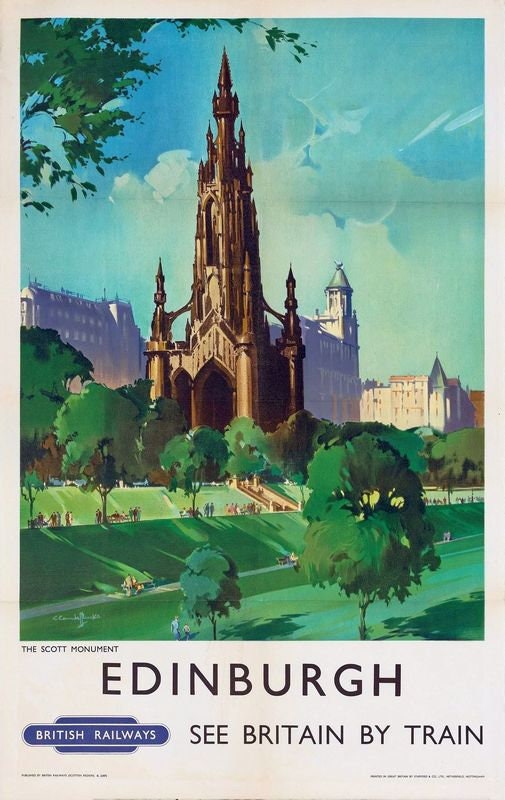 Vintage British Rail Scott Monument Edinburgh Railway Poster Print A3/A4