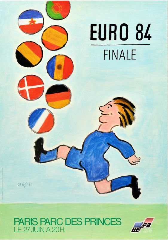 Vintage 1984 European Football Championship France Poster Print A3/A4