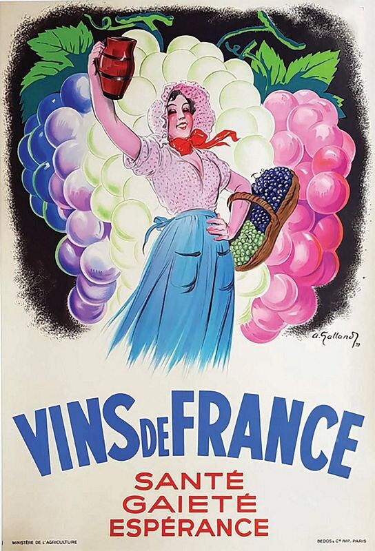 Vintage Wines of France Advertisement Poster Print A3/A4