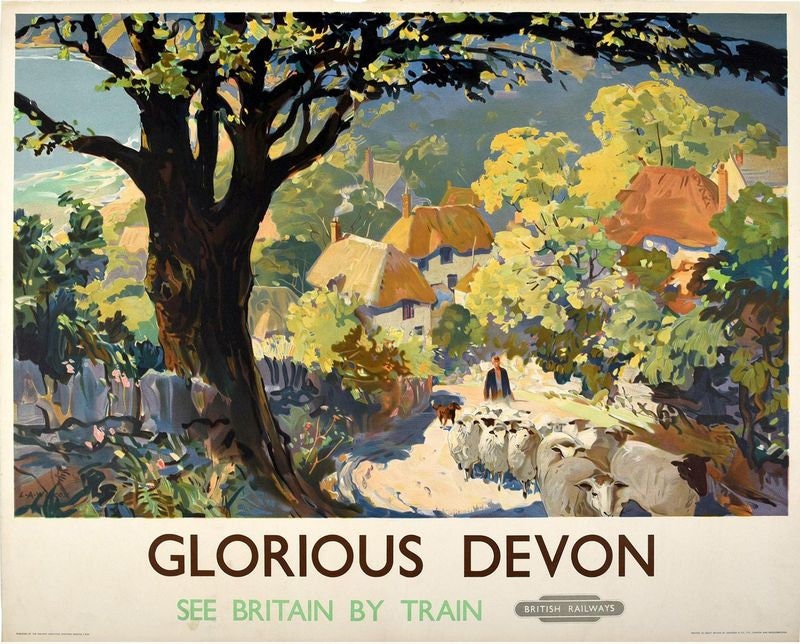 Vintage British Rail Glorious Devon Village Railway Poster Print A3/A4