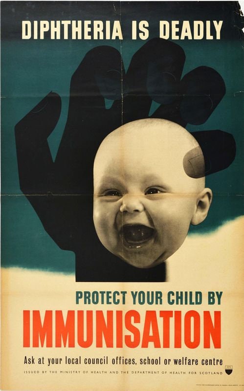 Vintage Diphtheria Immunisation  Poster Print A3/A4