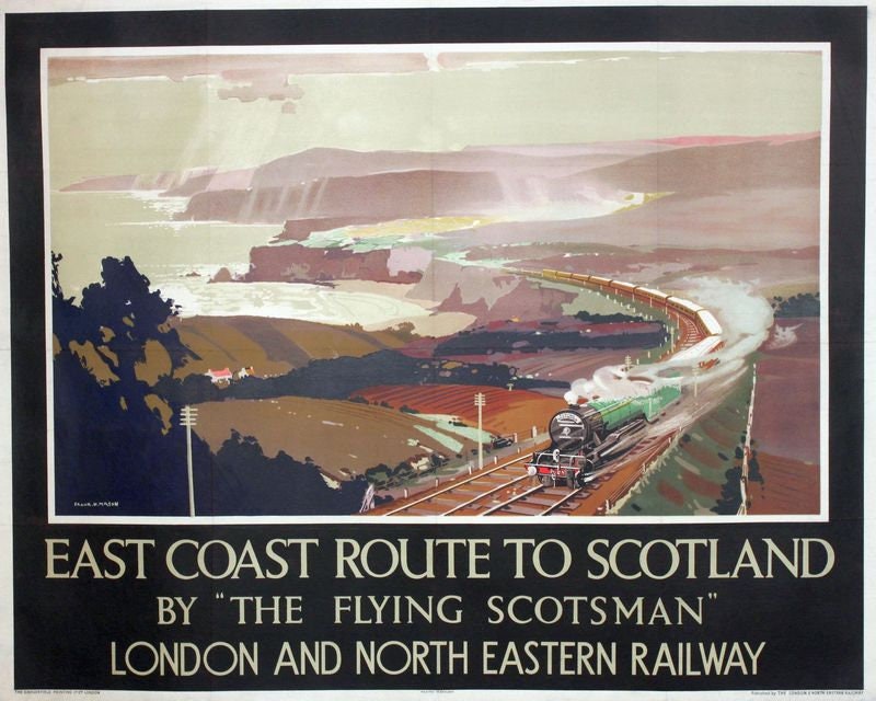 Vintage LNER East Coast By Flying Scotsman Railway Poster Print A3/A4