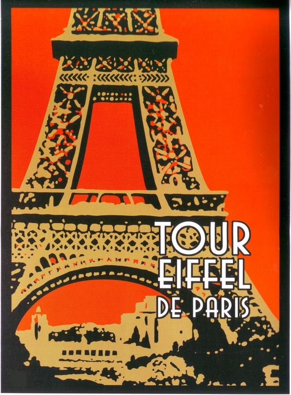 Vintage Eiffel Tower Paris Tourism Poster Print A3/A4