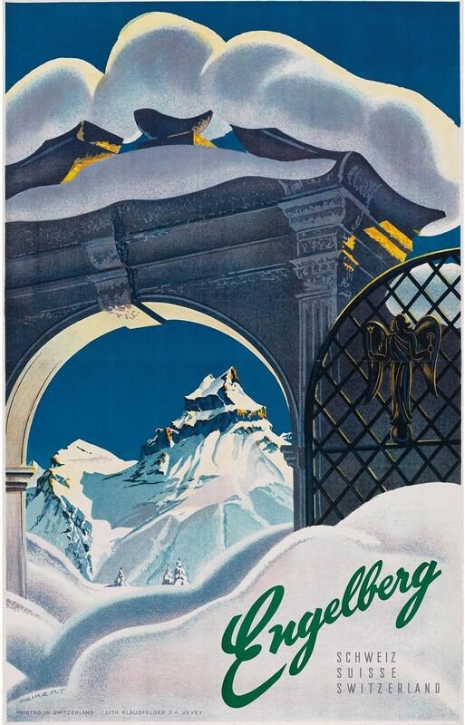 Vintage Engelburg Switzerland Tourism Poster Print A3/A4