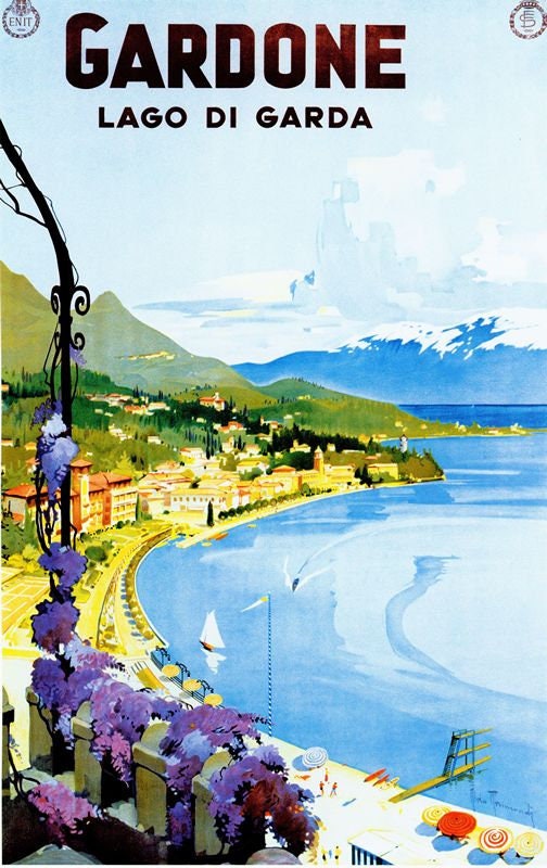 Vintage Italian Lake Garda Tourism Poster Print A3/A4