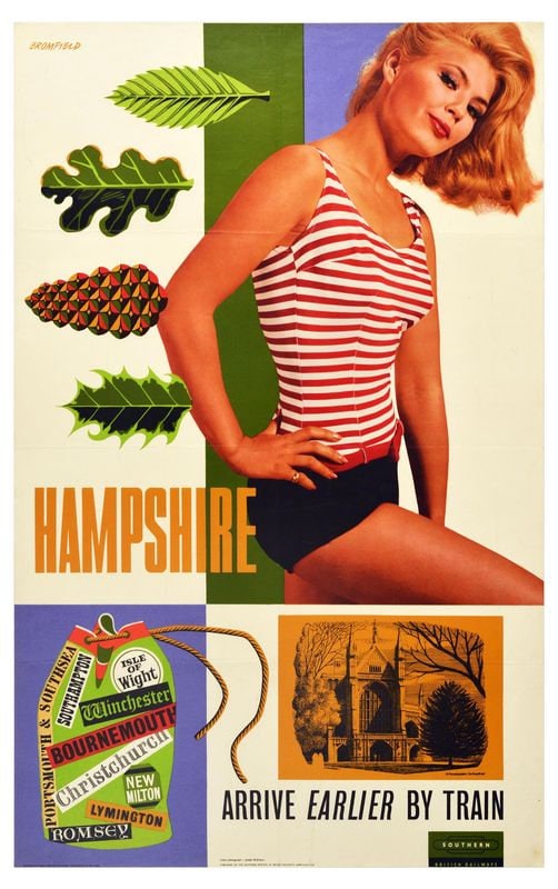 Vintage British Rail Hampshire Railway Poster Print A3/A4