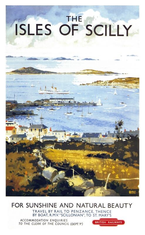 Vintage British Rail Isles of Scilly Railway Poster Print A3/A4