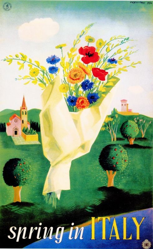 Vintage Spring In Italy Tourism Poster Print A3/A4