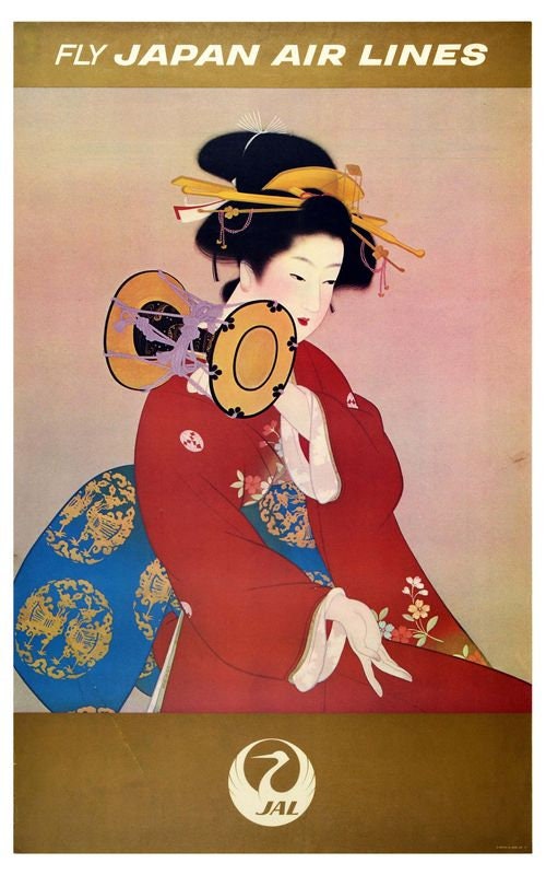 Vintage Japanese Airlines Poster Print A3/A4