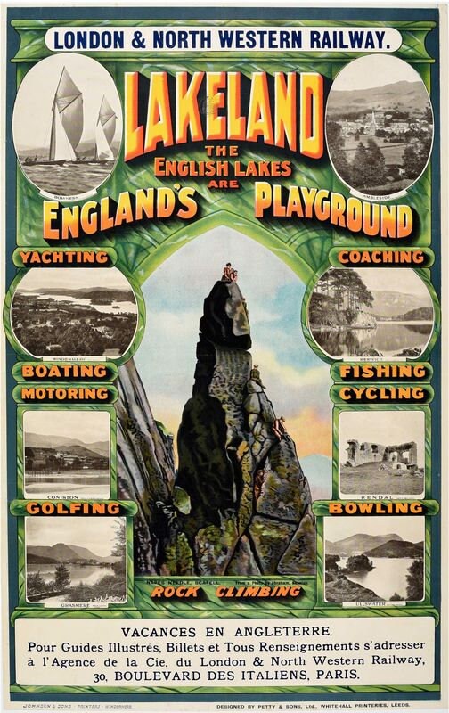 Vintage LNWR Lakeland Englands Playground Railway Poster Print A3/A4