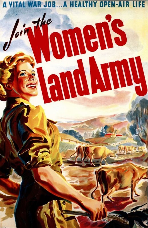 Vintage WW2 Womens Land Army Recruitment Poster Print A3/A4