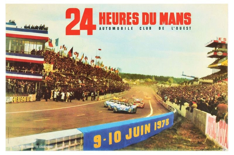 Vintage 1973 Le Mans 24 Hour Motor Racing Poster Print A3/A4