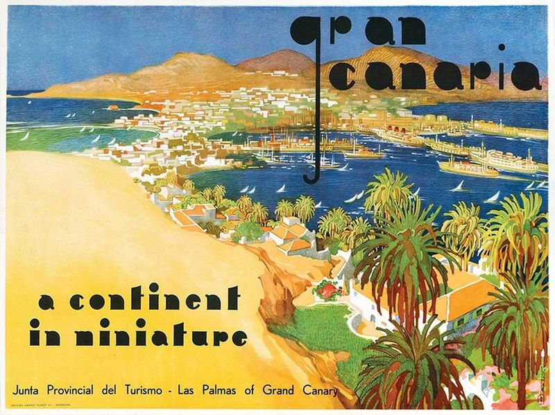 Vintage Gran Canaria Canary Islands Tourism  Poster Print A3/A4