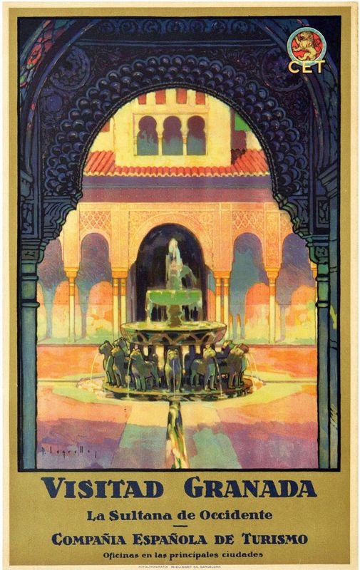 Vintage Granada Alhambra Spain Tourism  Poster Print A3/A4