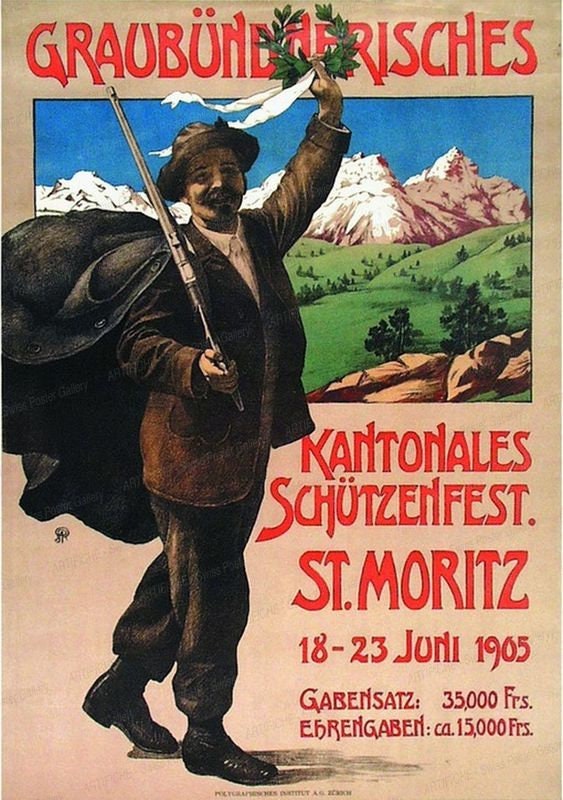 Vintage Swiss Festival St Moritz 1905 Tourism  Poster Print A3/A4