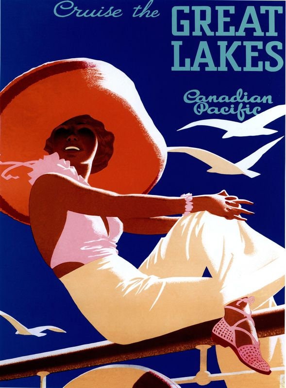 Vintage Great Lakes North America Tourism  Poster Print A3/A4
