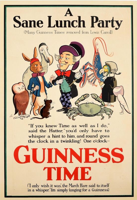 Vintage Guinness Mad Hatters Tea Party Advertisement  Poster Print A3/A4