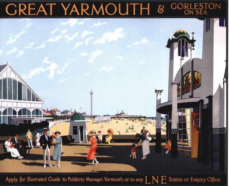 Vintage LNER Great Yarmouth and Gorleston Railway Poster Print A3/A4