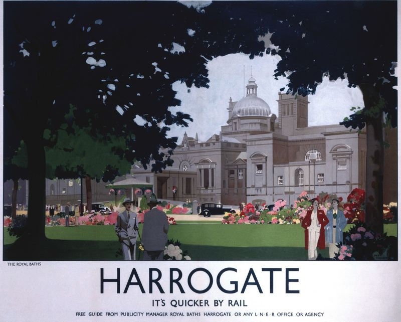 Vintage LNER Harrogate Royal Baths Railway Poster Print A3/A4