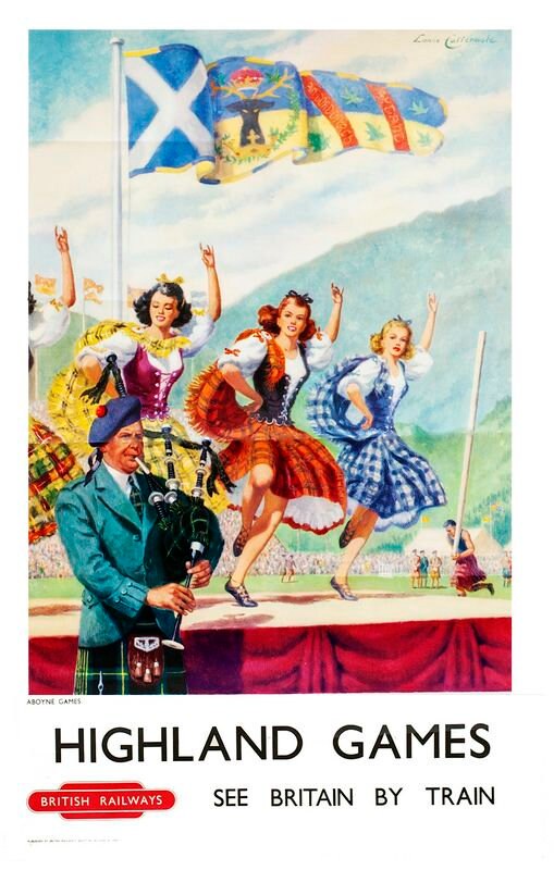 Vintage British Rail Highland Games Railway Poster Print A3/A4